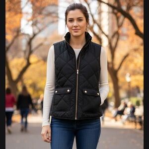 J. Crew Black Quilted Women's Vest